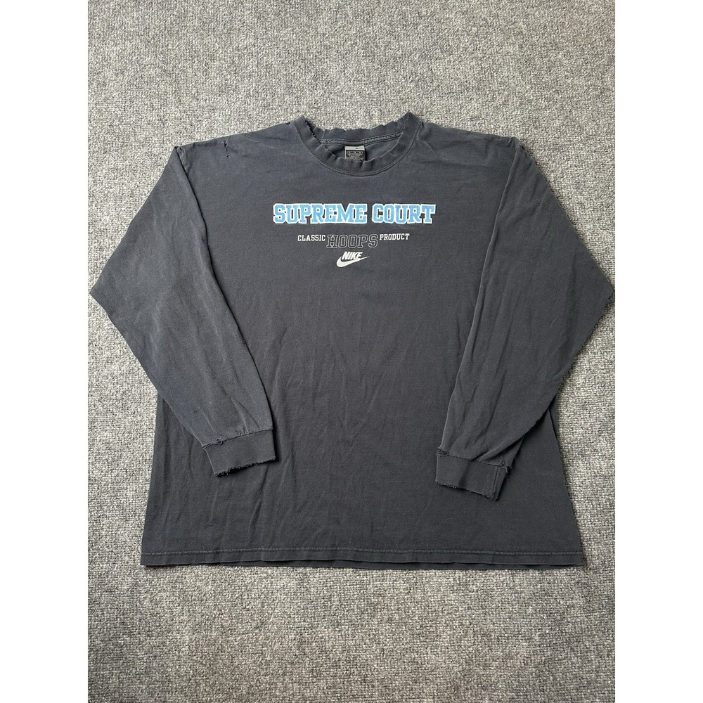 Mens Long Sleeve T Shirt Nike Supreme Court Hoops Black, Size XL